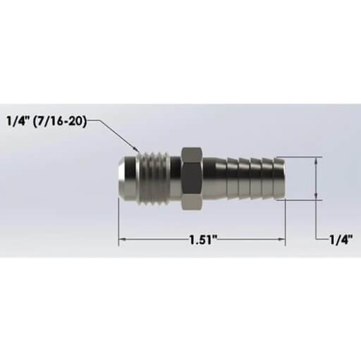 1/4″ Male Flare to 1/4″ Barb Hose Adapter