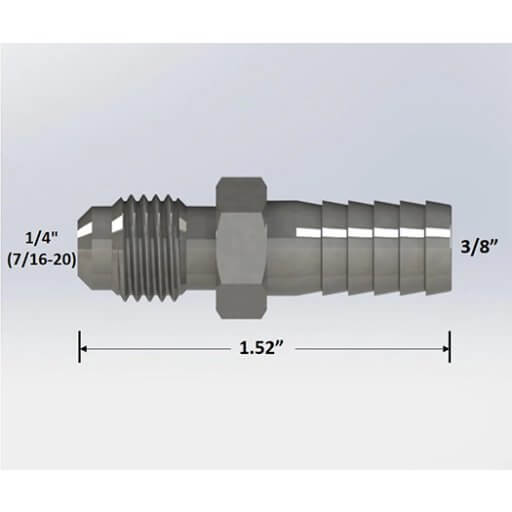 1/4″ Male Flare to 3/8″ Barb Hose Adapter