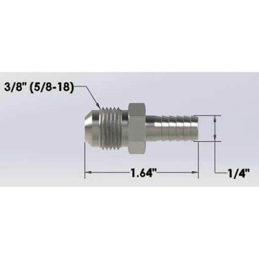 3/8″ Male Flare to 1/4″ Barb Hose Adapter