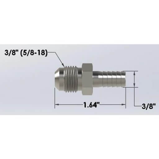 3/8″ Male Flare to 3/8″ Barb Hose Adapter