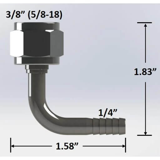 3/8″ FFL Swivel to 1/4″ Barb Elbow