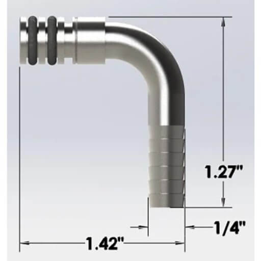 General Beverage Valve Inlet to 1/4″ Barb Elbow