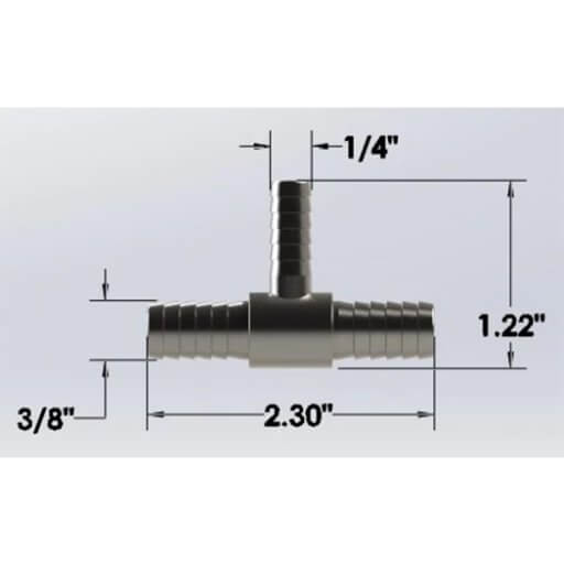 3/8″ Barbed Run Tee with 1/4″ Barb – Economy