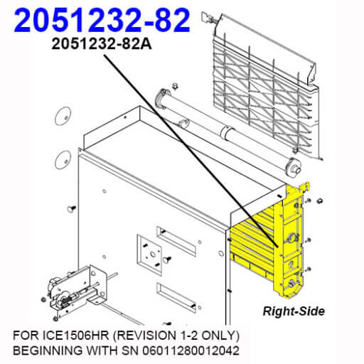 2051232-82A Evaporator Assembly, RH, Half Cube Diagram