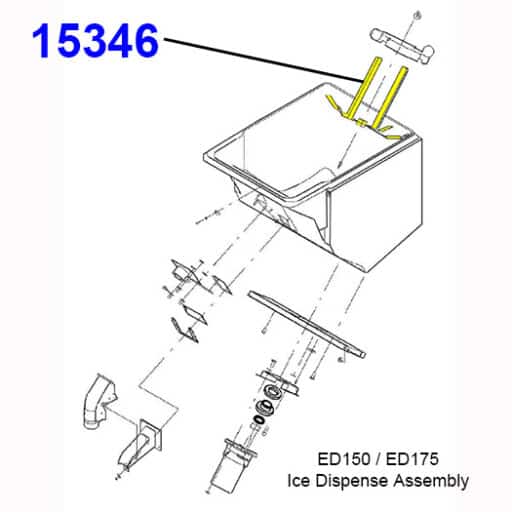 AGITATOR ASSEMBLY (15346), FOR ED150 / ED175 - Gulf Ice Systems